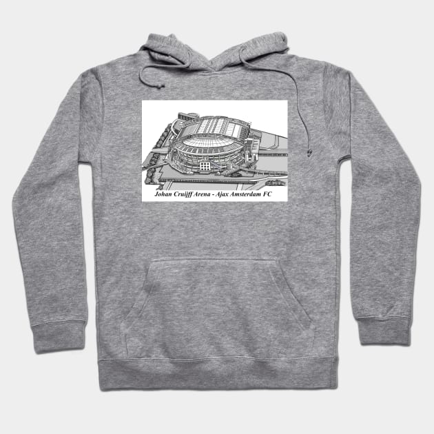 Drawing of Johan Cruijff Arena Stadium @ Ajax Amsterdam FC Hoodie by Roza@Artpage